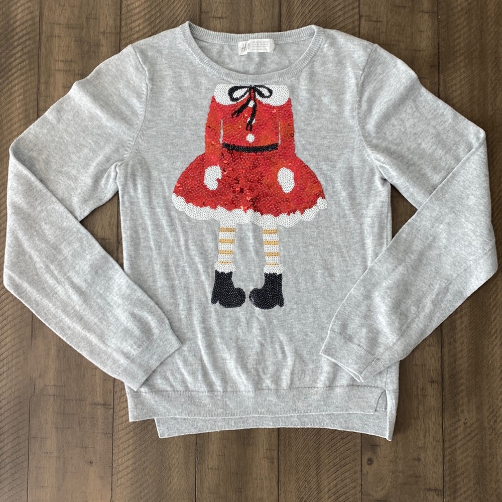 H&M Miss Santa Sequins Sweater Kids size 8-10